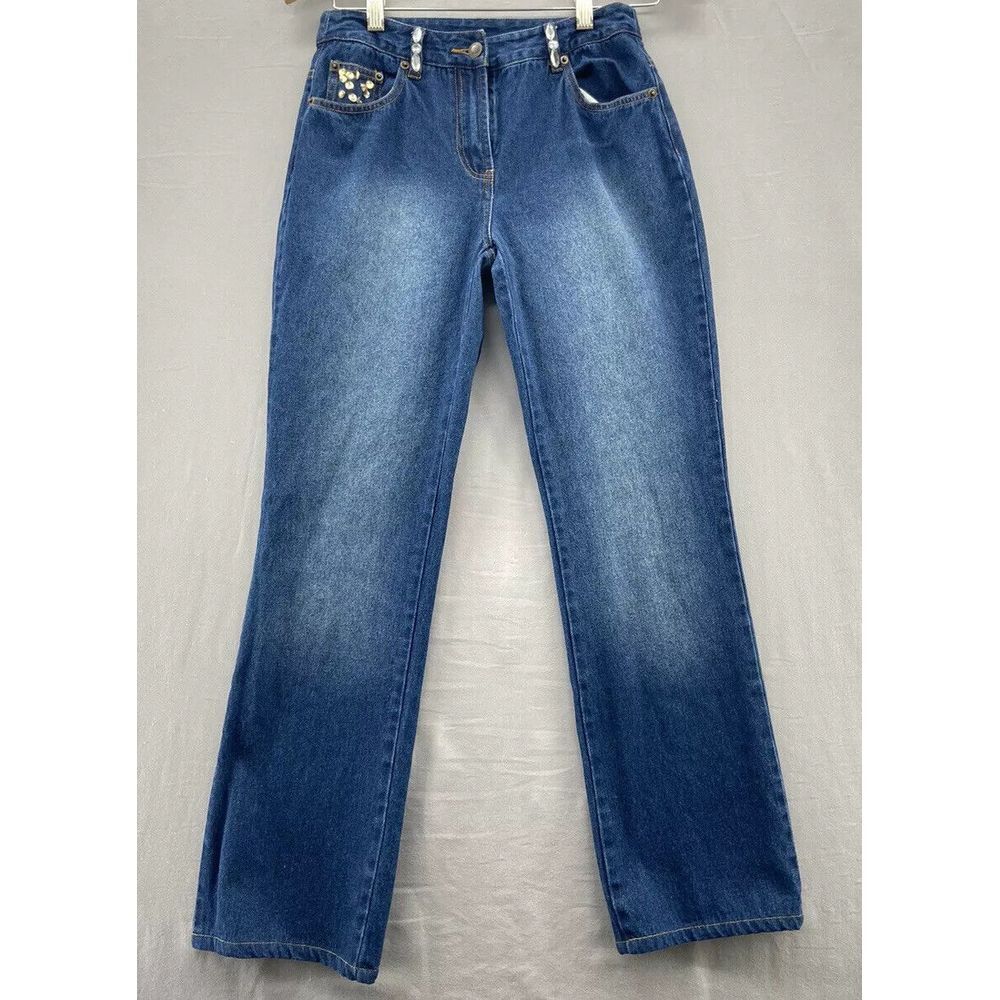 Together Blue Jeans Womens Size 4 - 27W Straight Leg Midrise Sequins Embellished